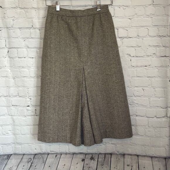 Brown Beige women’s Knee Length Wool Skirt size 8 - Picture 1 of 6